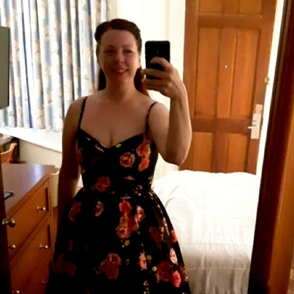 Stop Staring size medium black floral dress